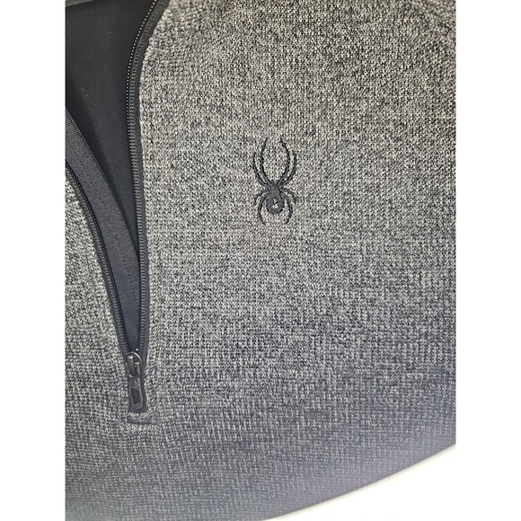 Spyder Sweater Mens XL Gray Black Pullover Quarter Zip Waffle Knit Jacket - Picture 4 of 9